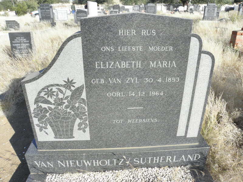 NIEUWHOLTZ Elizabeth Maria, van nee SUTHERLAND 1893-1964