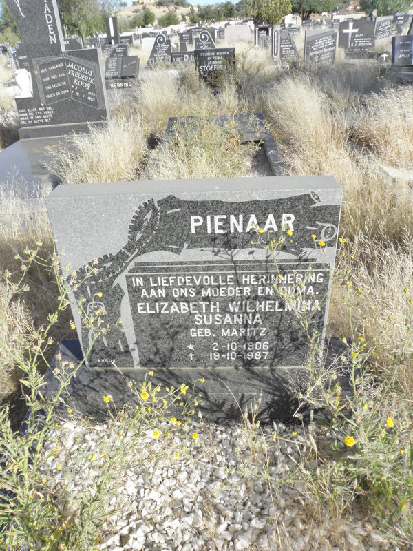 PIENAAR Elizabeth Wilhelmina Susanna nee MARITZ 1906-1987