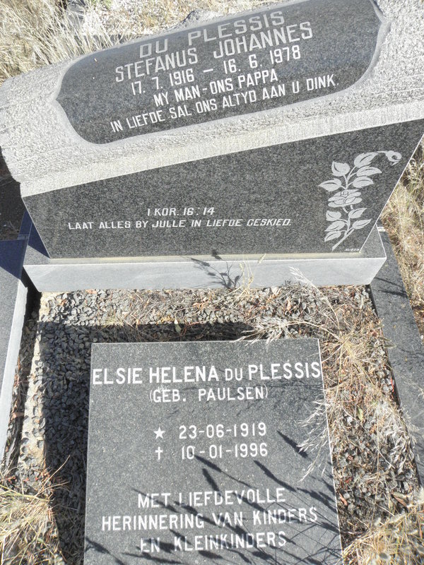 PLESSIS Stefanus Johannes, du 1916-1978 &amp; Elsie Helena PAULSEN 1919-1996