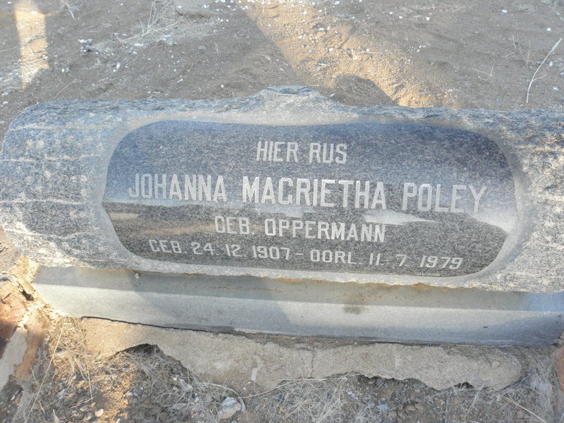 POLEY Johanna Magrietha nee OPPERMANN 1907-1979