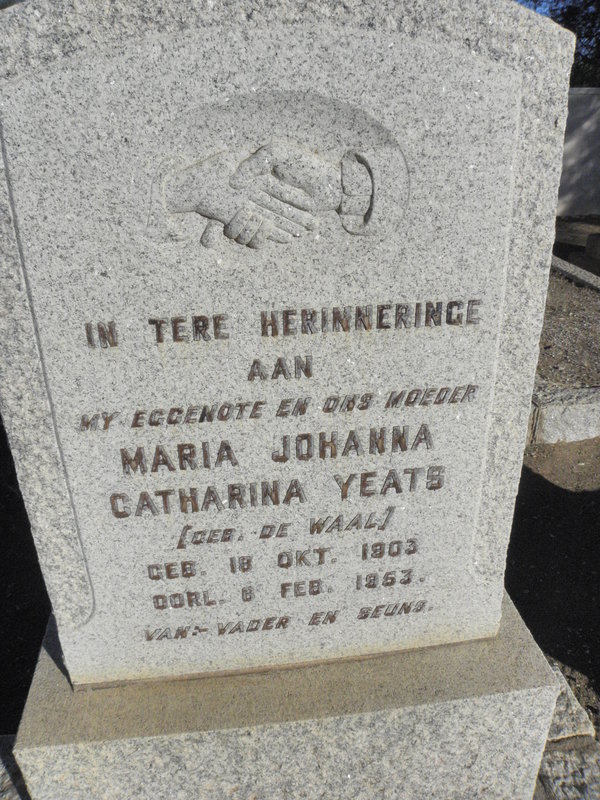 YEATS Maria Johanna Catharina nee DE WAAL 1903-1953