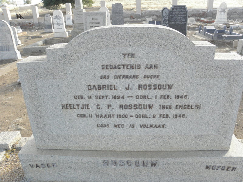 ROSSOUW Gabriel J. 1894-1946 &amp; Neeltjie G.P. ENGELS 1900-1946