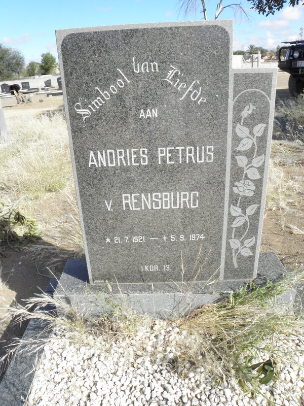 RENSBURG Andries Petrus, van 1921-1974
