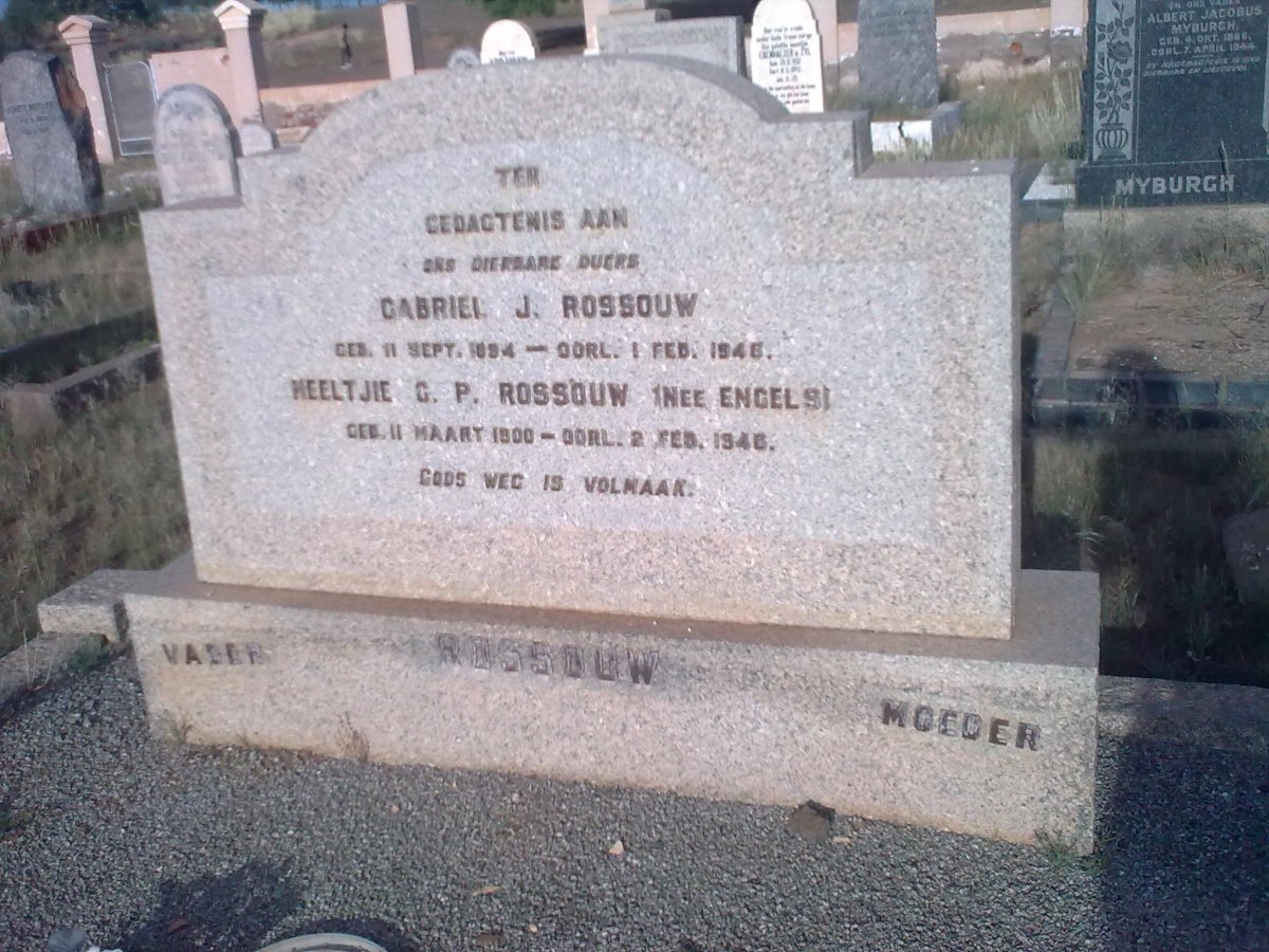 ROSSOUW Gabriel J. 1894-1946 &amp; Heeltjie G.P. ENGELS 1900-1946