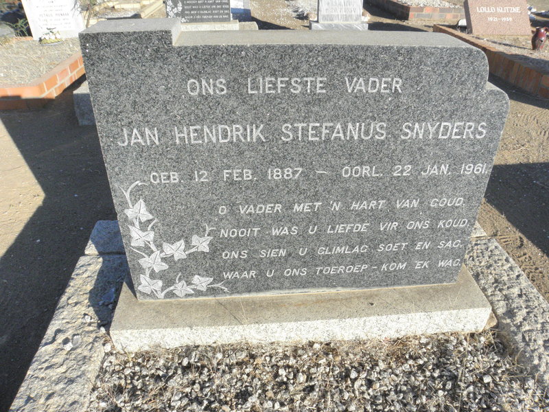 SNYDERS Jan Hendrik Stefanus 1887-1961