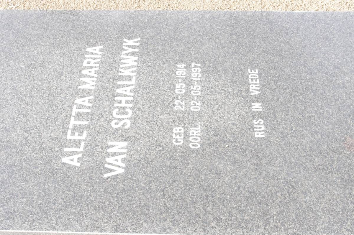 SCHALKWYK Aletta Maria, van 1914-1997