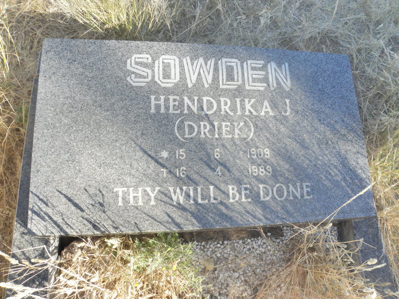 SOWDEN Hendrika J. 1909-1989