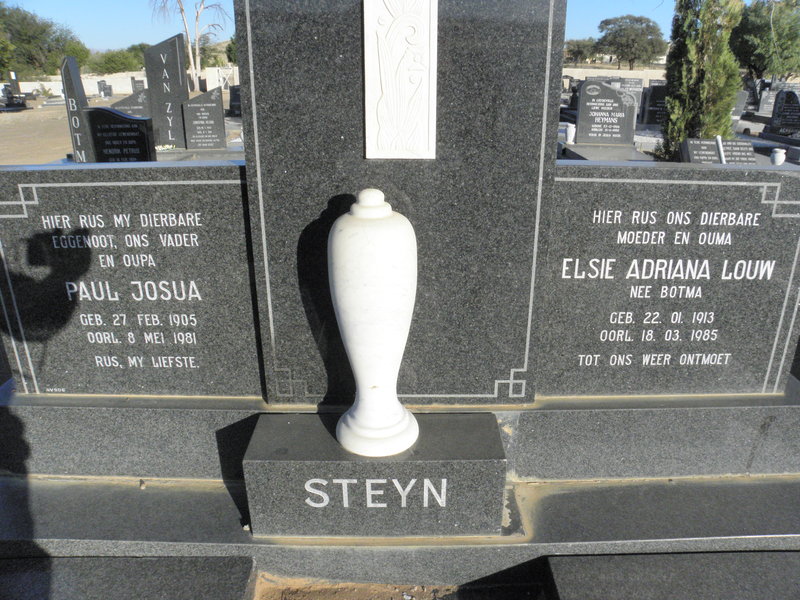 STEYN Paul Josua 1905-1981 &amp; Elsie Adriana Louw BOTMA 1913-1985