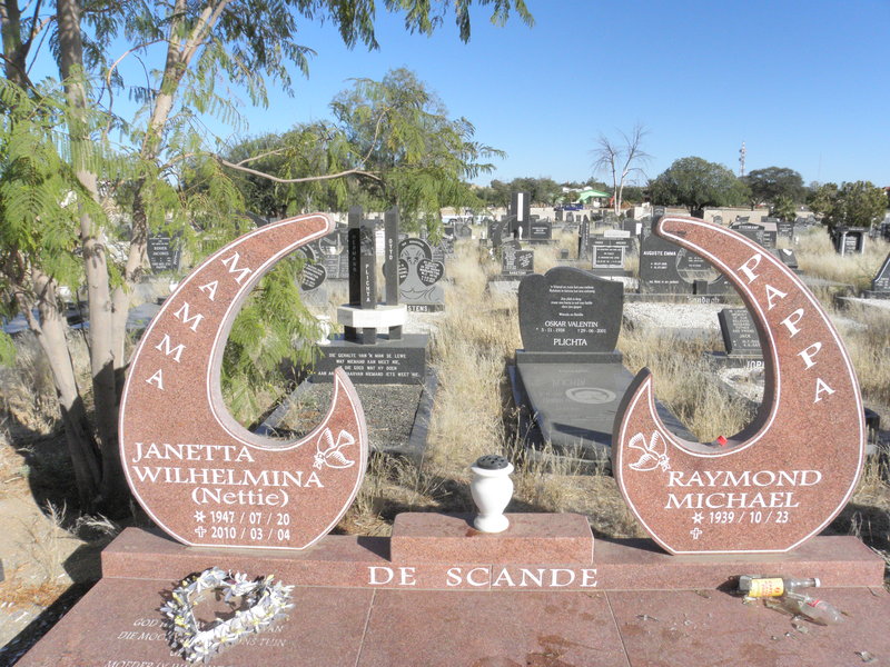SCANDE Raymond Michael, de 1939- &amp; Janetta Wilhelmina 1947-2010