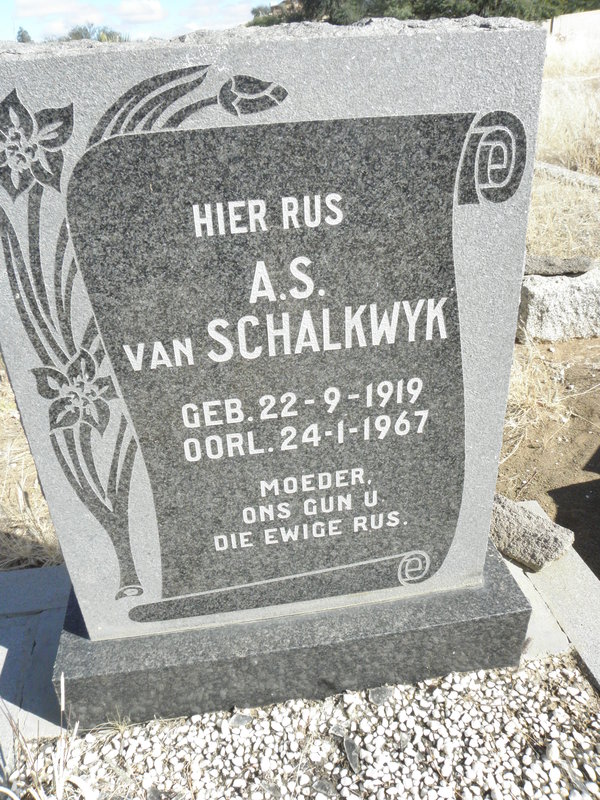 SCHALKWYK A.S., van 1919-1967