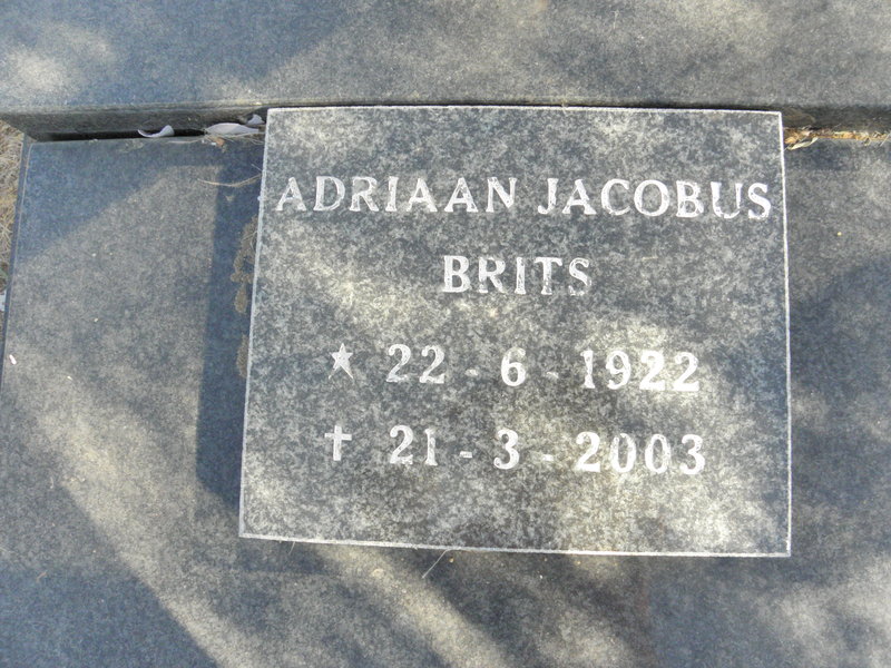 BRITS Adriaan Jacobus 1922-2003
