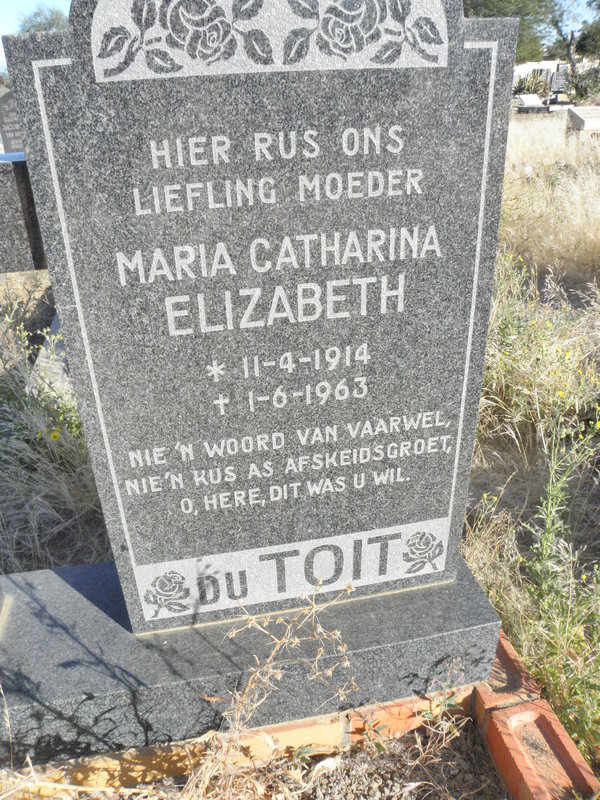 TOIT Maria Catharina Elizabeth, du 1914-1963