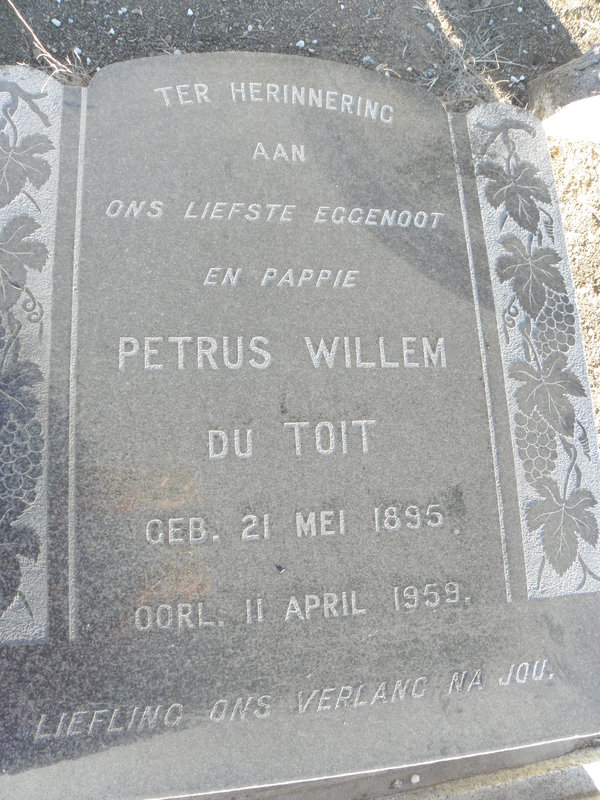 TOIT Petrus Willem, du 1895-1959
