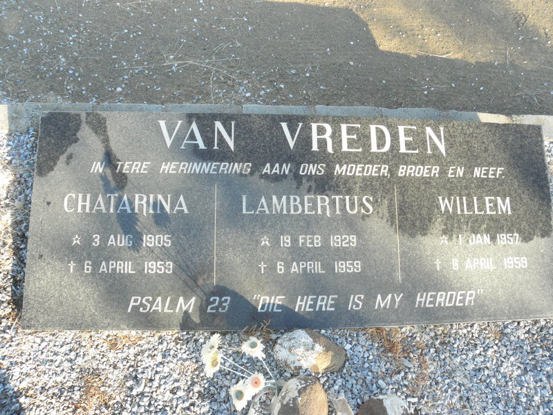 VREDEN Chatarina, van 1905-1959 :: VAN VREDEN Lambertus 1929-1959 :: VAN VREDEN Willem 1957-1959