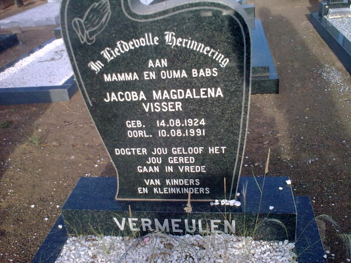 VERMEULEN Jacoba Magdalena Visser 1924-1991