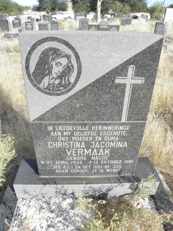 VERMAAK Christina Jacomina nee NAUDE 1920-1981