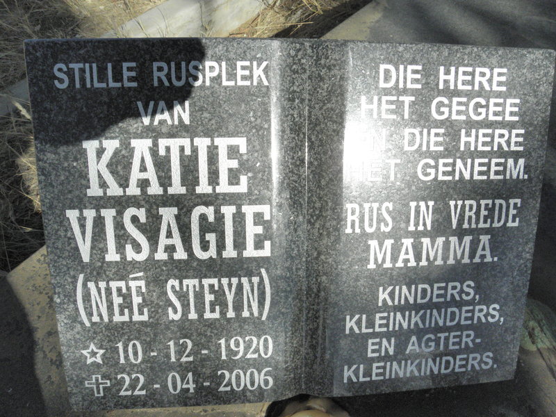 VISAGIE Katie nee STEYN 1920-2006
