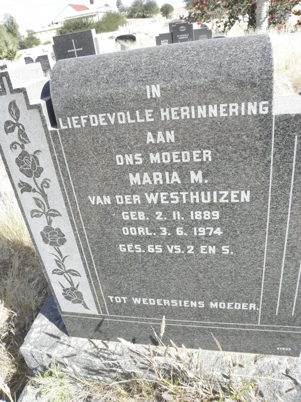 WESTHUIZEN Maria M., van der 1889-1974
