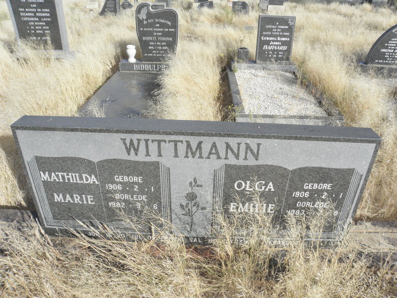 WITTMAN Mathilda Marie 1906-1982 :: WITTMANN Olga Emilie 1906-1983