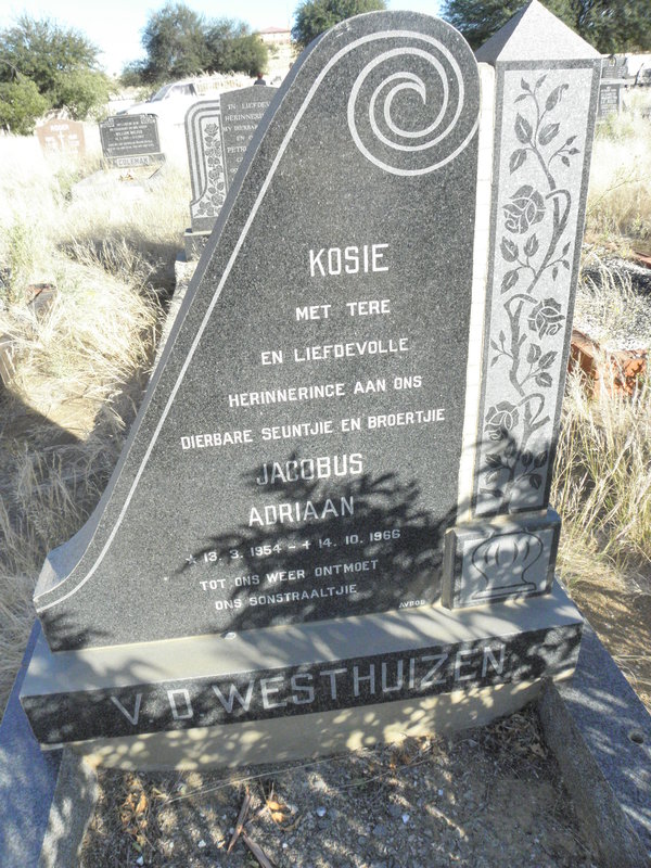 WESTHUIZEN Jacobus Adriaan, v.d. 1954-1966