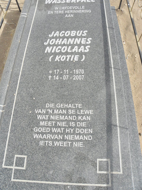 WASSERFALL Jacobus Johannes Nicolaas 1970-2007