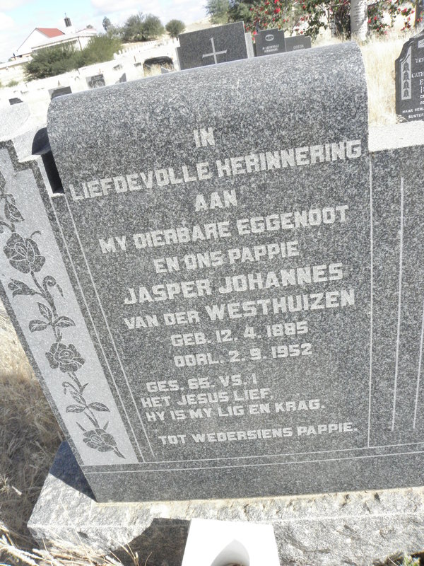 WESTHUIZEN Jasper Johannes, van der 1885-1952