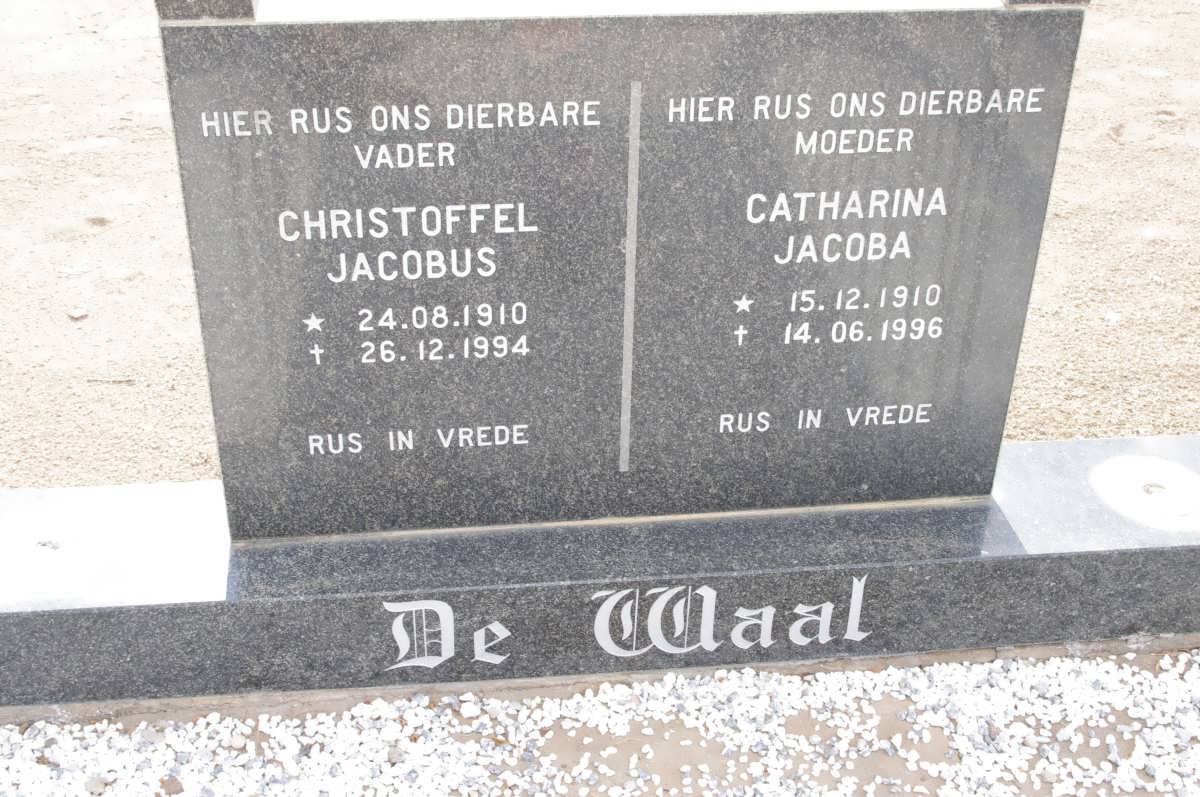 WAAL Christoffel Jacobus, de 1910-1994 &amp; Catharina Jacoba 1910-1996