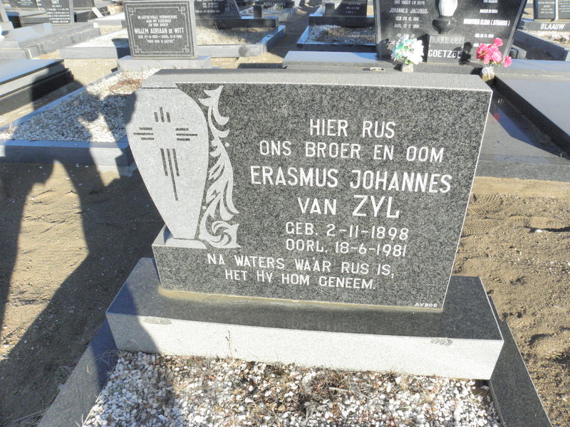 ZYL Erasmus Johannes, van 1898-1981