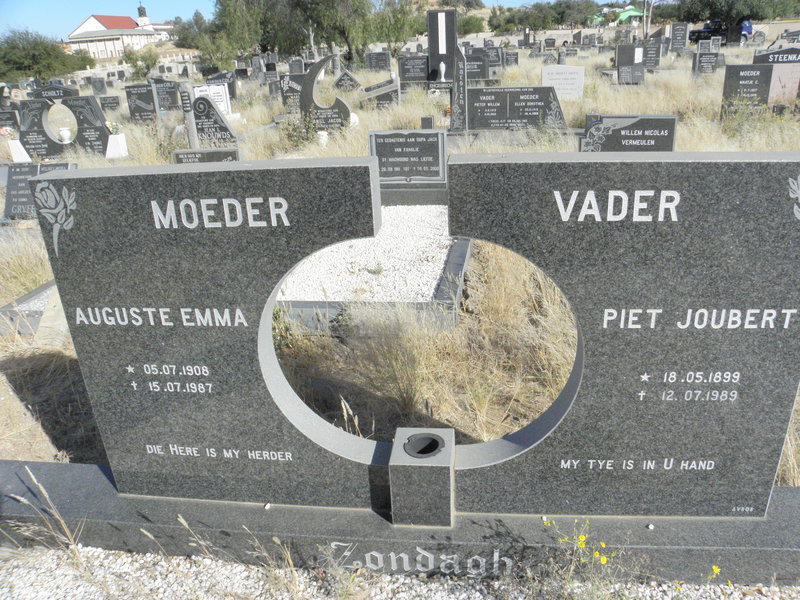 ZONDAGH Piet Joubert 1899-1989 &amp; Auguste Emma 1908-1987