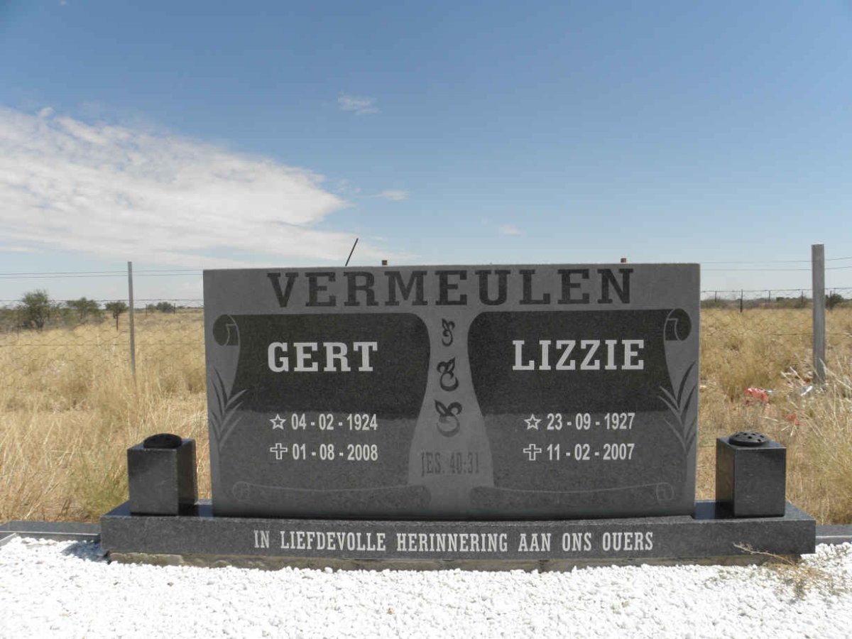 VERMEULEN Gert 1924-2008 &amp; Lizzie 1927-2007