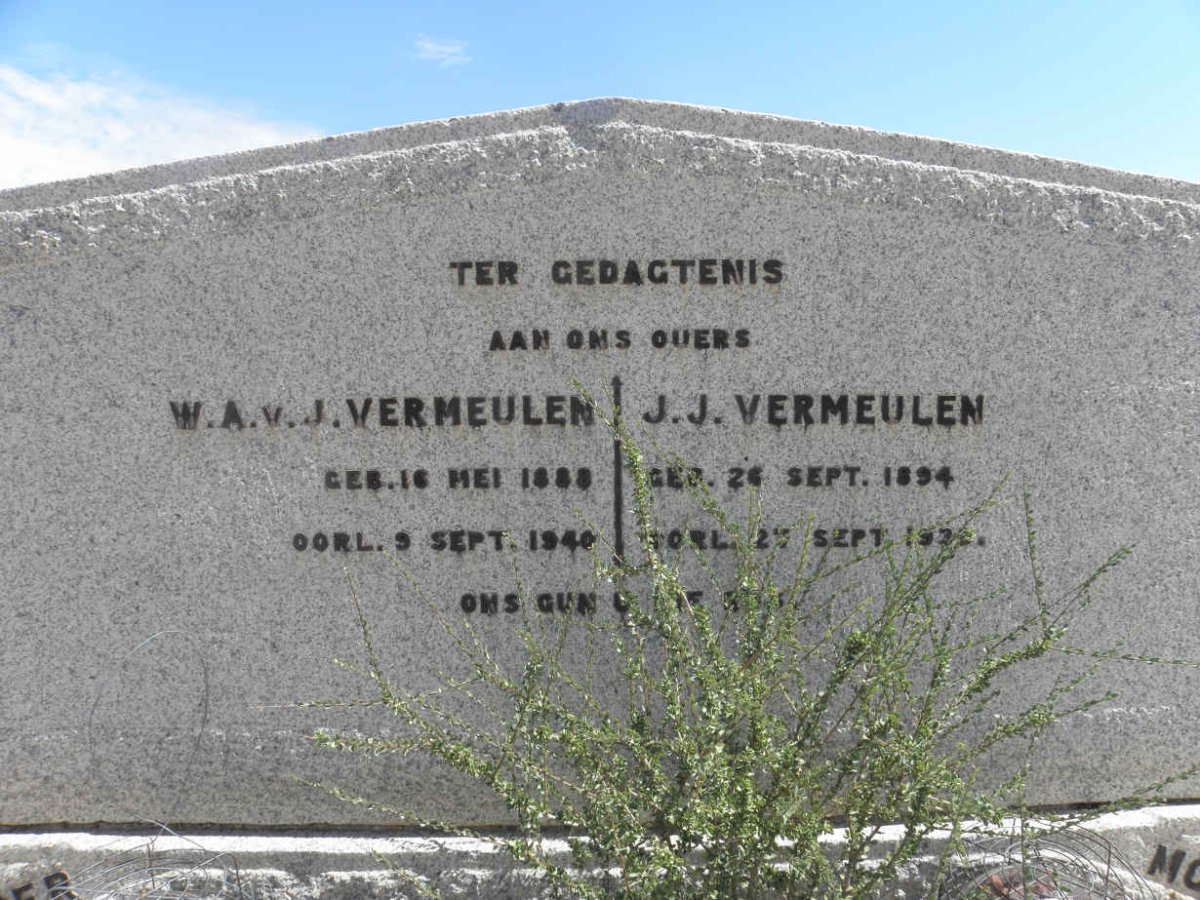 VERMEULEN W.A. v. J. 1888-1949 &amp; J.J. 1894-1939_1 