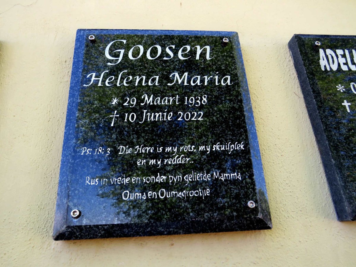 GOOSEN Helena Maria 1938-2022