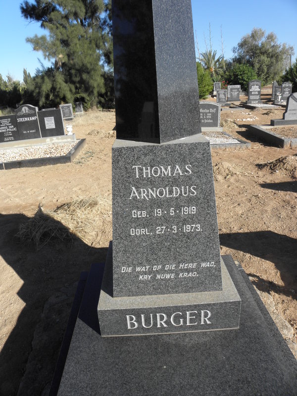 BURGER Thomas Arnoldus 1919-1973