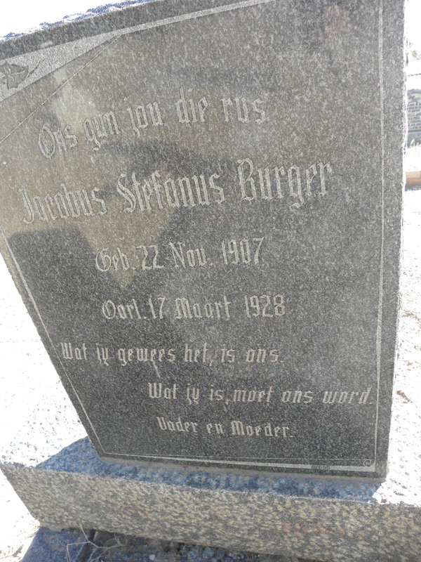 BURGER Jacobus Stefanus 1907-1928