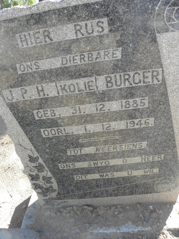 BURGER J.P.H. 1885-1946