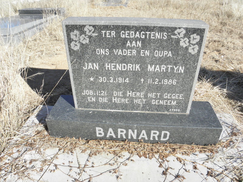 BARNARD Jan Hendrik Martyn 1914-1986