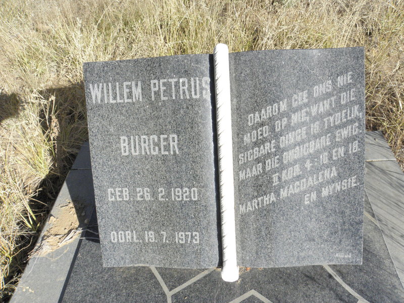 BURGER Willem Petrus 1920-1973
