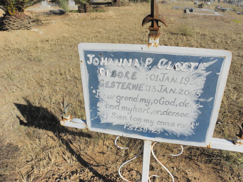 CLOETE Johanna P. 1936-2005