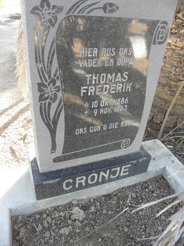 CRONJE Thomas Frederik 1886-1963