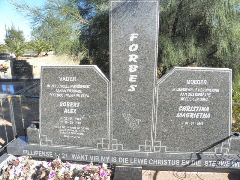 FORBES Robert Alex 1943-2007 &amp; Christina Magrietha 1948-