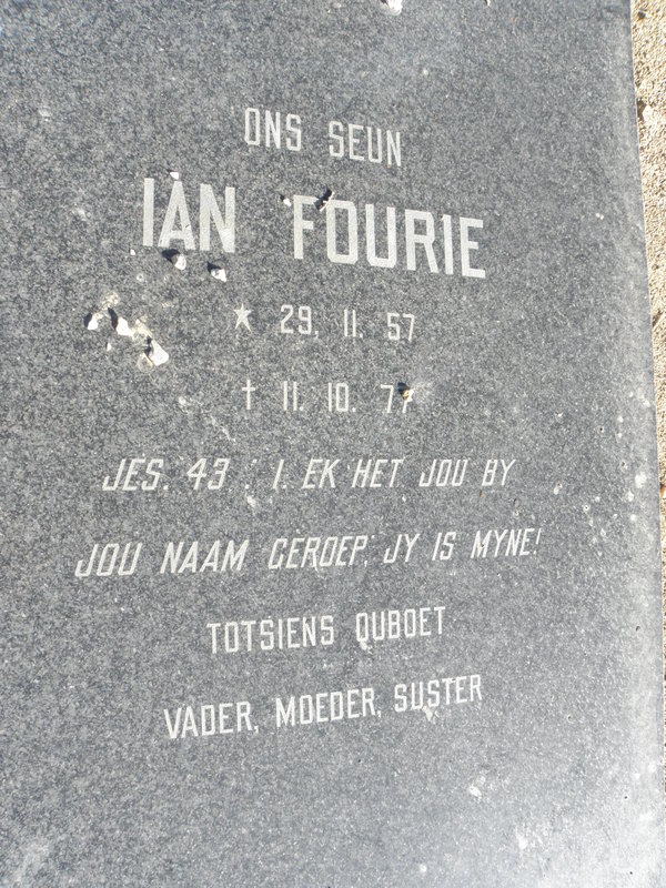 FOURIE Ian 1957-1977