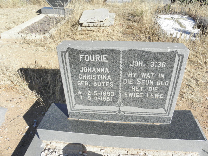 FOURIE Johanna Christina geb BOTES 1893-1981