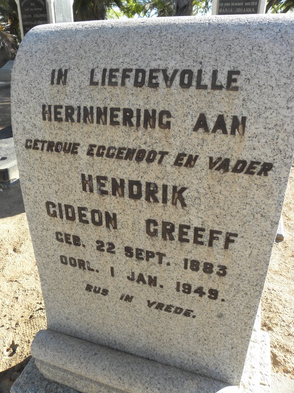 GREEFF Hendrik Gideon 1883-1949