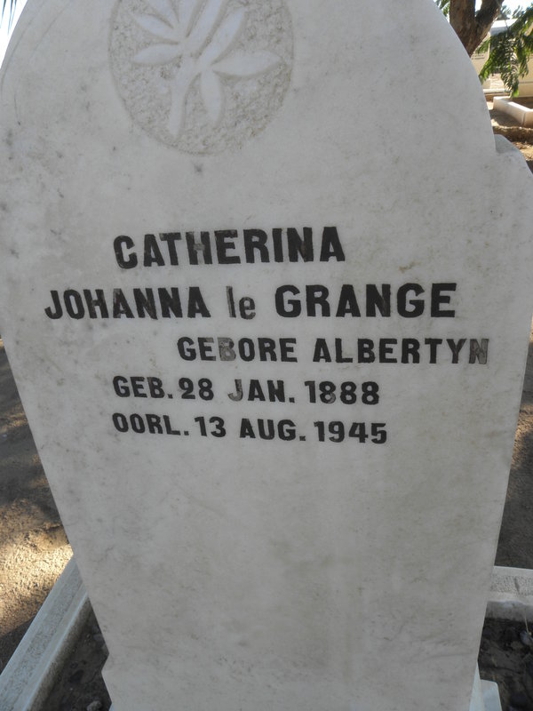 GRANGE Catherina Johanna, le nee ALBERTYN 1888-1945