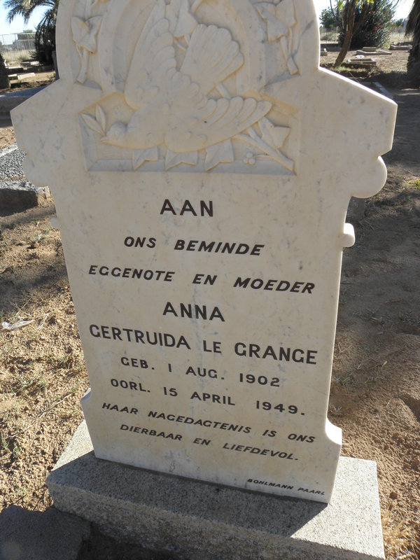 GRANGE Gertruida, le 1902-1949