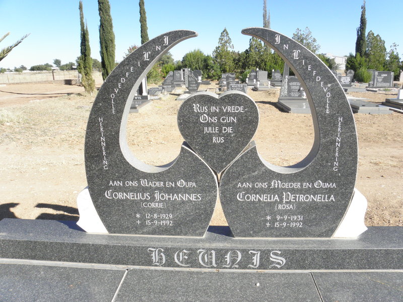 HEUNIS Cornelius Johannes 1929-1992 &amp; Cornelia Petronella 1931-1992