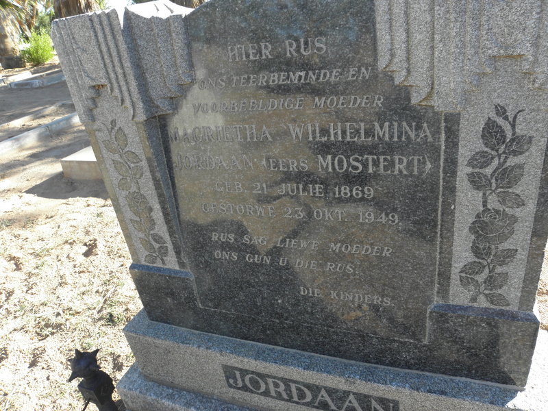 JORDAAN Magrietha Wilhelmina nee MOSTERT 1869-1949