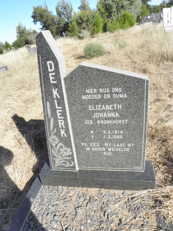 KLERK Elizabeth Johanna, de geb BRONKHORST 1914-1986