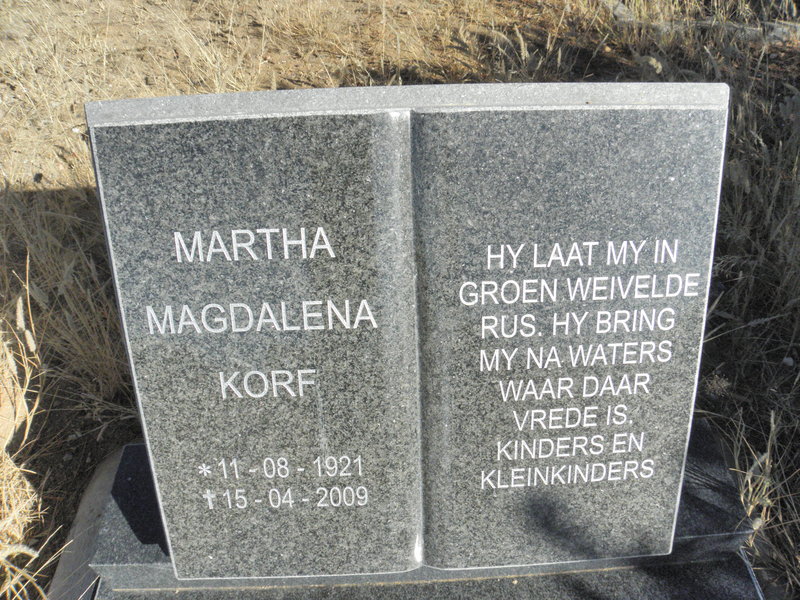 KORF Martha Magdalena 1921-2009