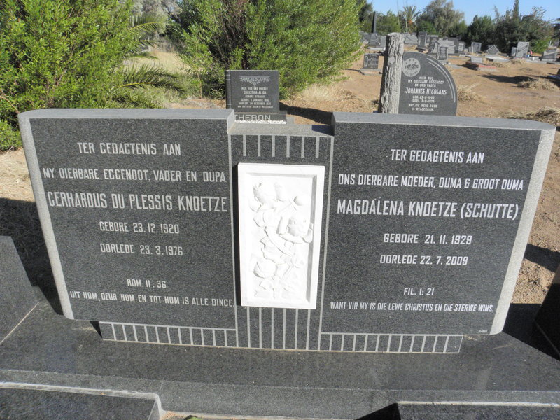 KNOETZE Gerhardus du Plessis 1920-1976 &amp; Magdalena SCHUTTE 1929-2009